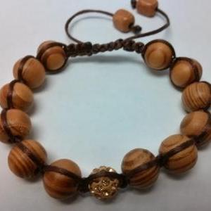 Shamballa Wood Bracelet