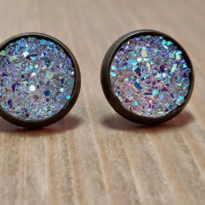 Clear-opaque Druzy Style Studs